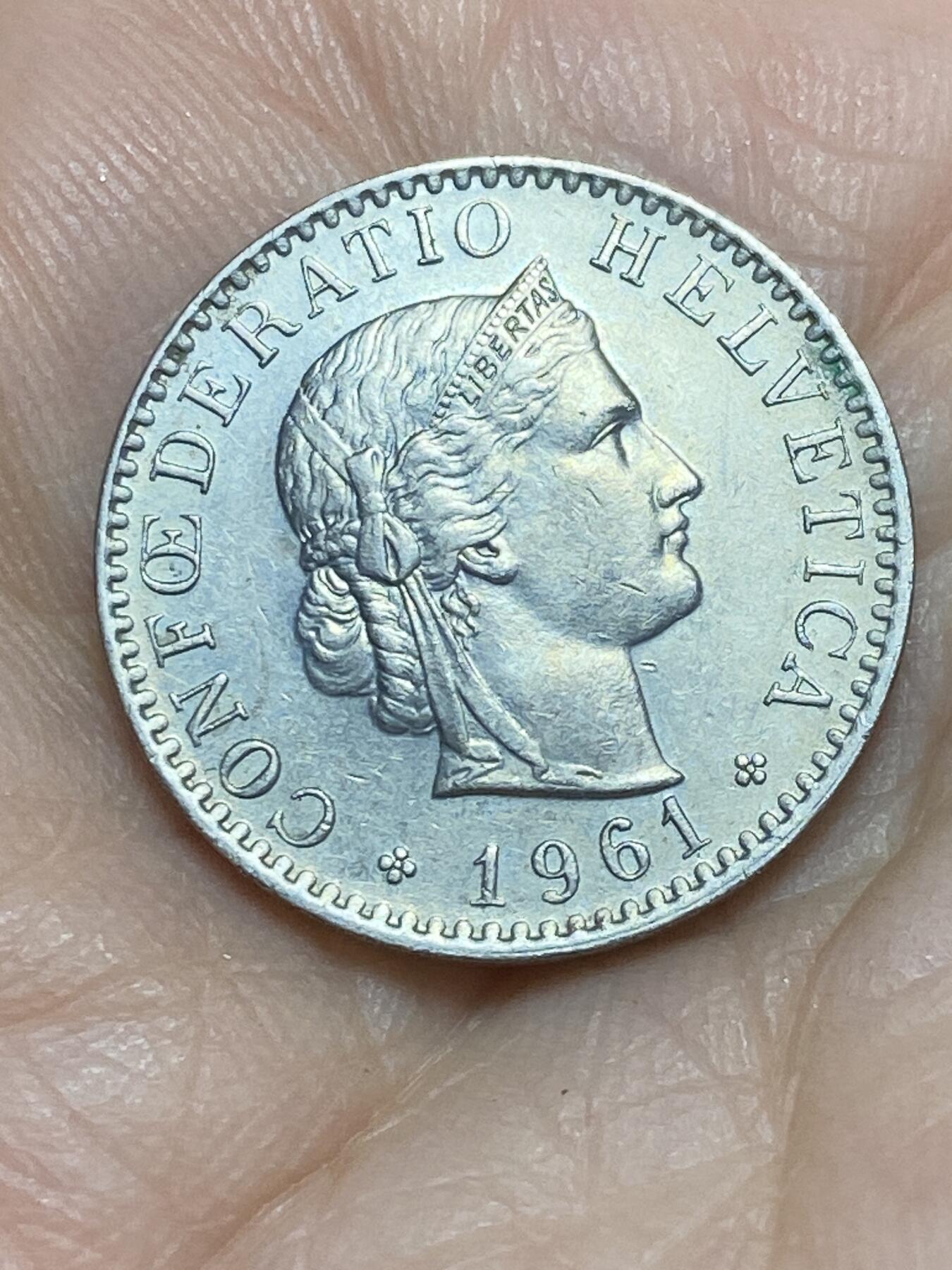 2026年第十七场(总第一百八十六场）外国好品散币场(免佣金) 瑞士🇨🇭1961年20拉彭(第三版，B标伯尔尼造)