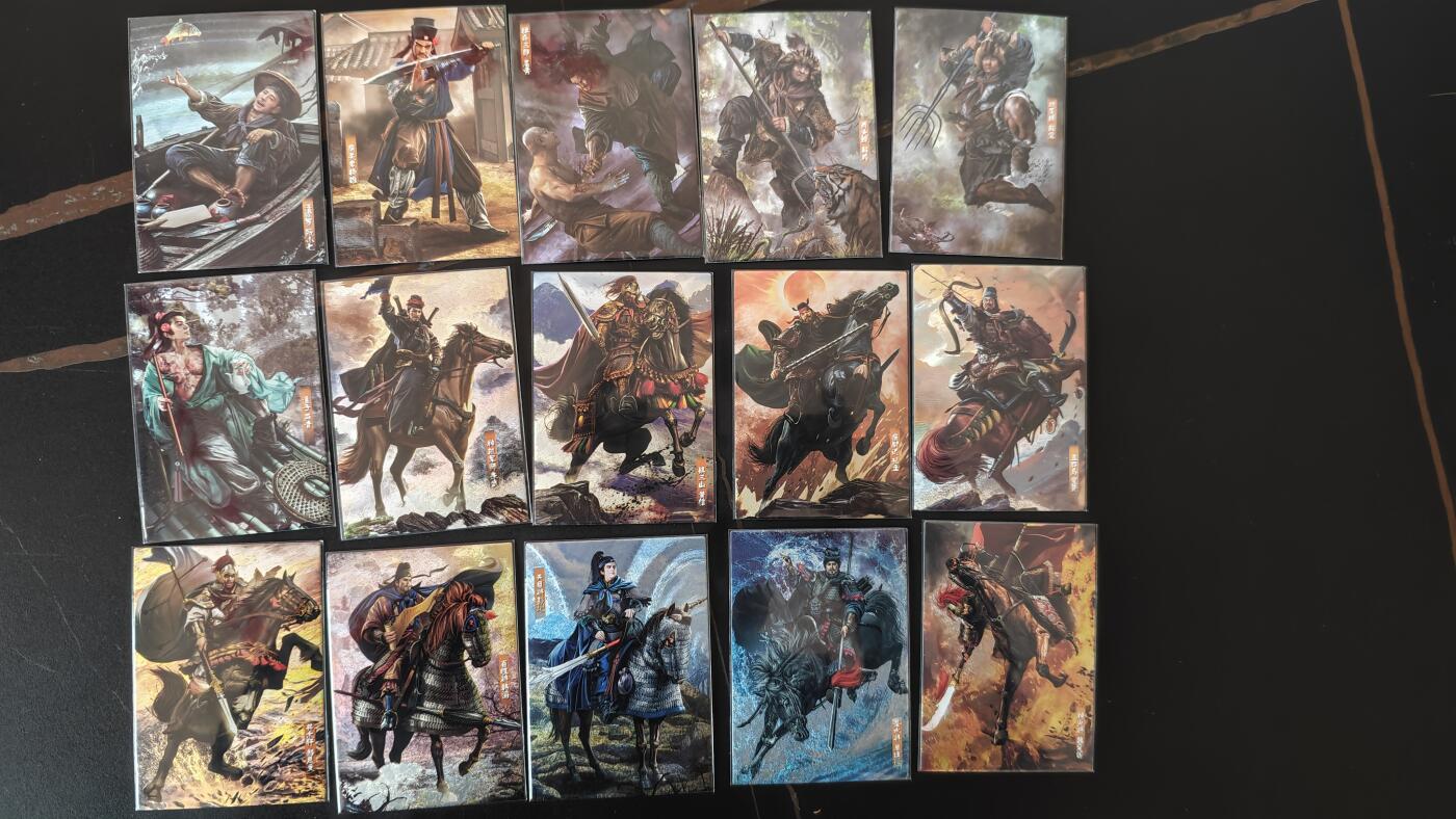 玉楼春卡牌第二期（送拍零佣金，持续收拍） 司马金装水浒 1-24弹 半粗 胡子怪兽 写实天花板 120张带异纹三娘 完美避开红楼，继续跟就是水浒和三国。