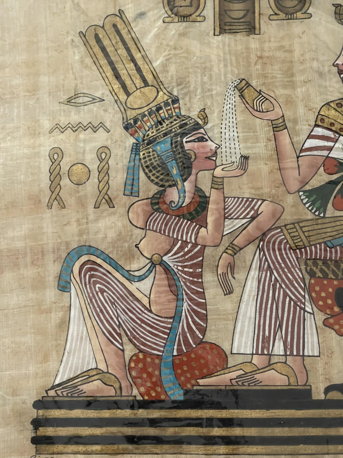 埃及产烟灰缸 收藏摆件纪念品 草纸画工艺品一套出（可交换朝鲜苏联章）