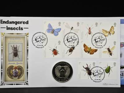 【淘币小摊】限时拍第八百六十二拍  克朗币邮币封场  满百包邮可预留两周  周一统一发货  - 马恩岛2008年甲虫克朗纪念币邮币封