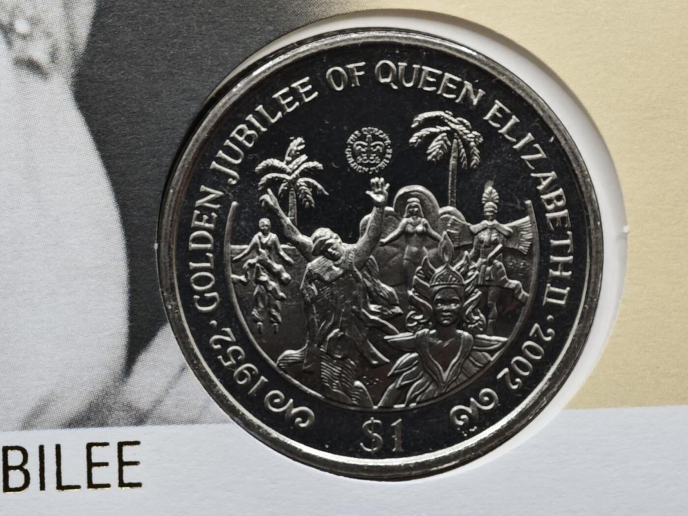 【淘币小摊】限时拍第八百六十二拍  克朗币邮币封场  满百包邮可预留两周  周一统一发货  英属维尔京2002年女王登基金禧1元纪念币邮币封