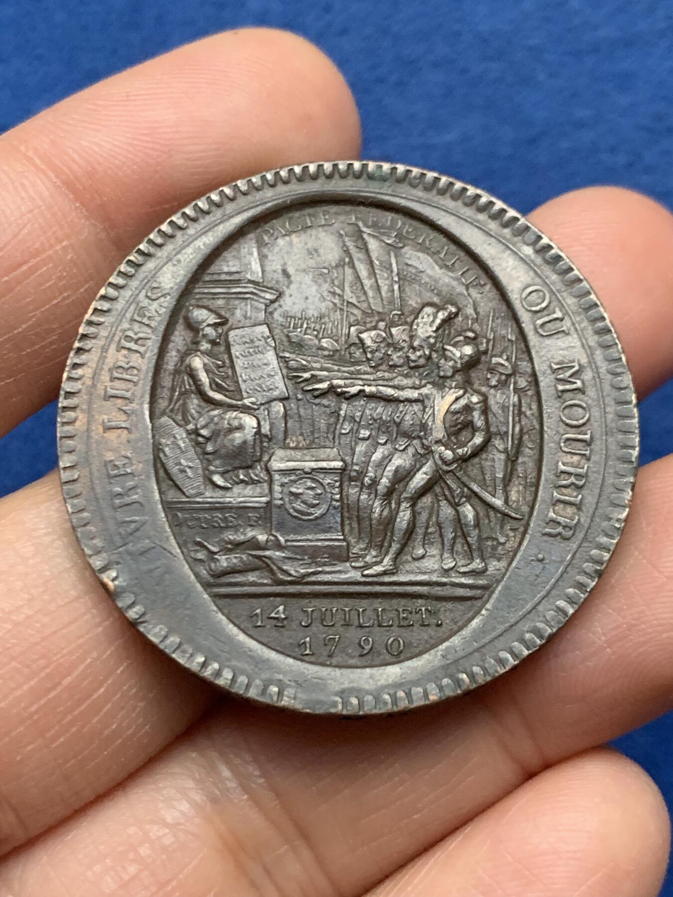 《竞宝斋》第463-465场 周日，周一，周二，3场连拍 （全场包邮）欢迎送拍 法国1792年莫奈龙5索尔大铜币