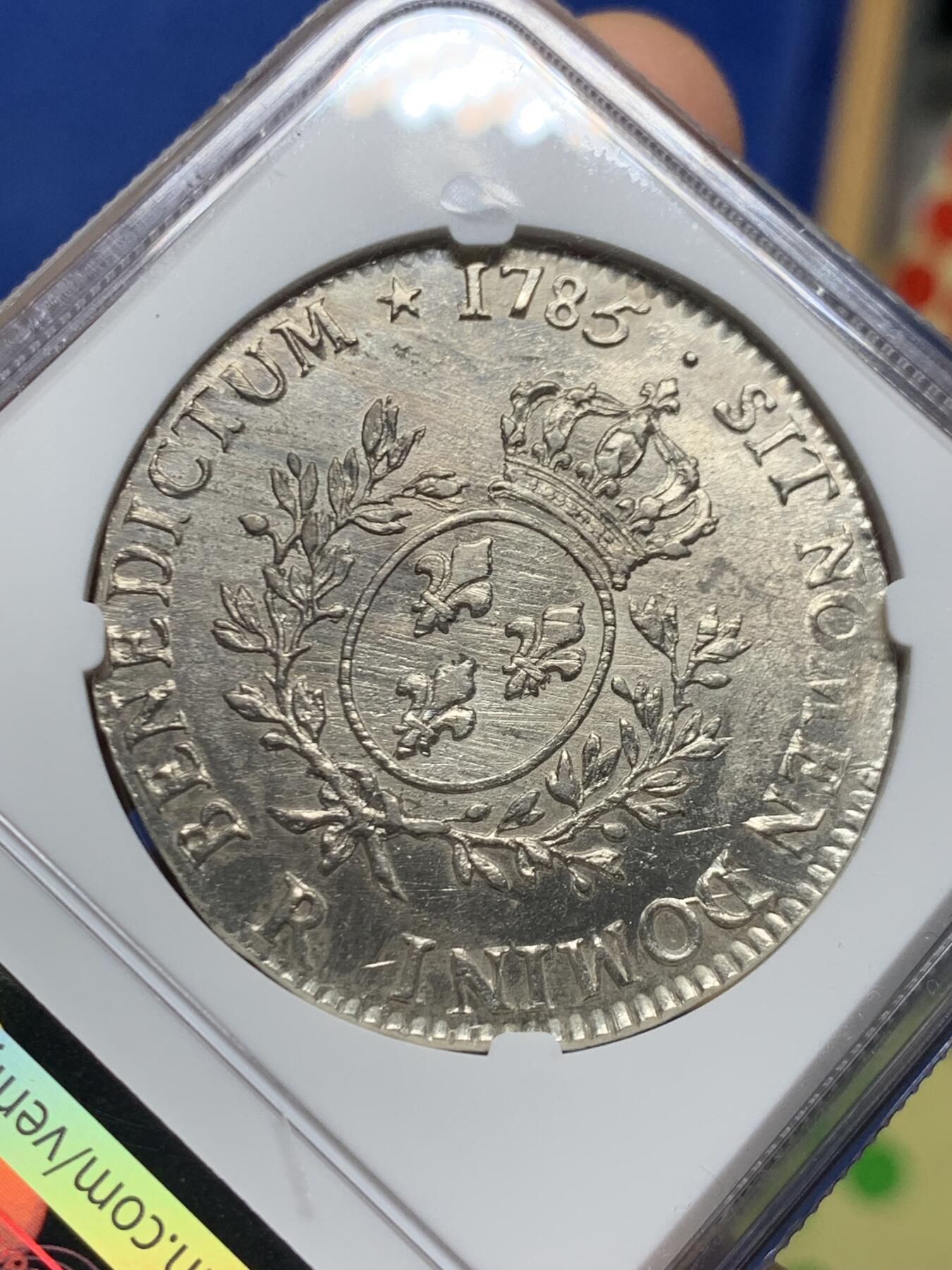 《竞宝斋》第463-465场 周日，周一，周二，3场连拍 （全场包邮）欢迎送拍 唯一冠军分 NGC MS62 法国1785R路易十六埃居 R少见小厂奥尔良铸造 为PCGS及NGC的唯一MS评级记录。转光好打制清晰实属难得，值得收藏。