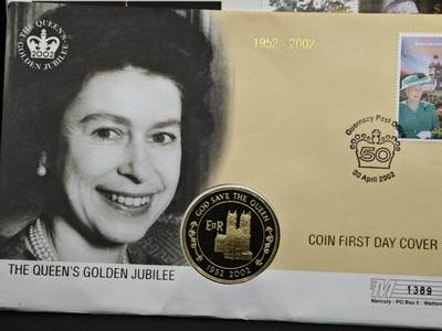 【淘币小摊】限时拍第八百六十二拍  克朗币邮币封场  满百包邮可预留两周  周一统一发货  - 阿桑松2002年女王登基金禧50便士纪念币邮币封