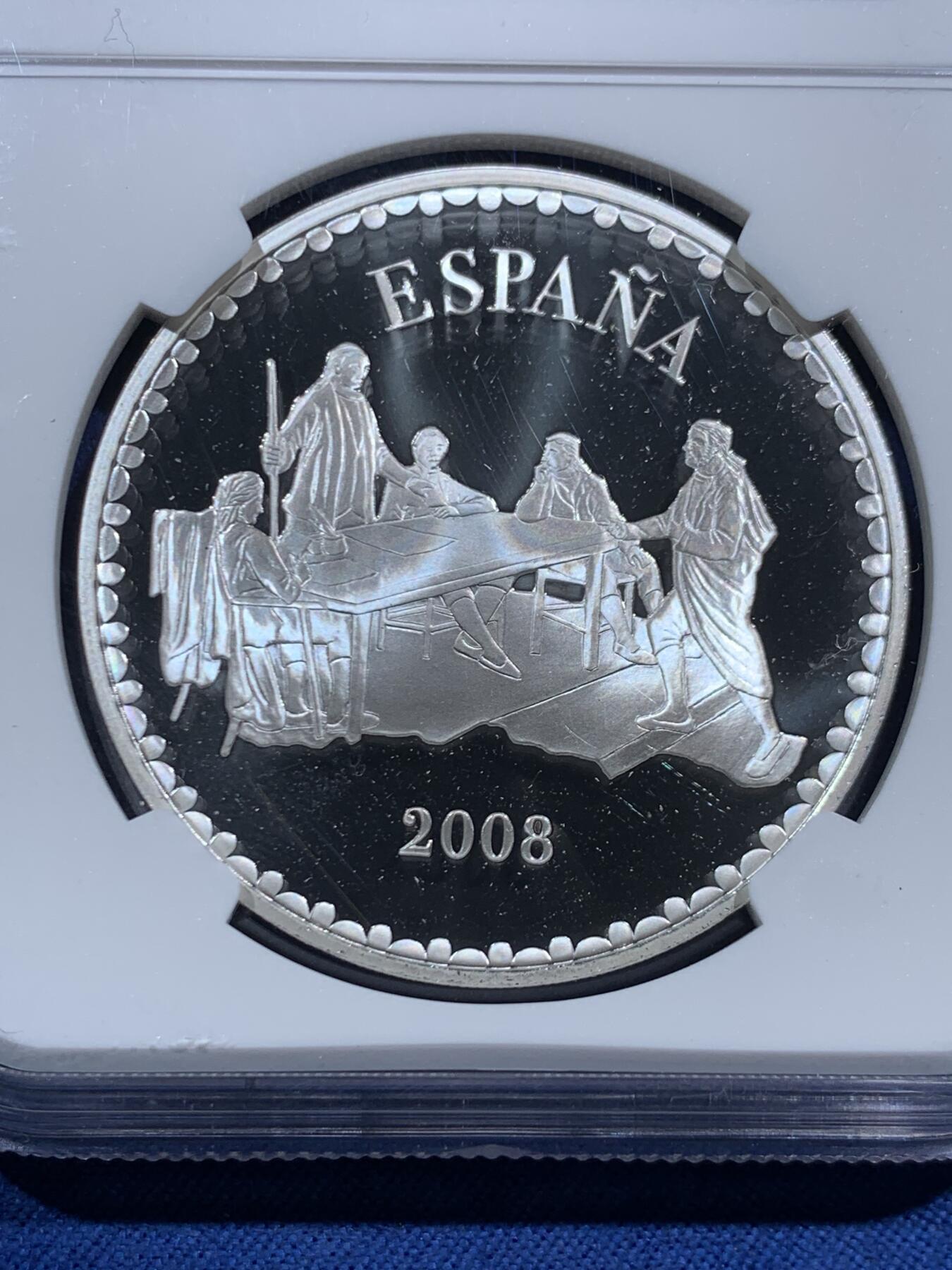 《竞宝斋》第463-465场 周日，周一，周二，3场连拍 （全场包邮）欢迎送拍 NGC PF68UC 西班牙2008年保卫国家战役胜利双面主题10欧精制纪念银币（27克，925银，币径40MM，限量发行12000枚，西班牙历史上反法战争纪念题材）