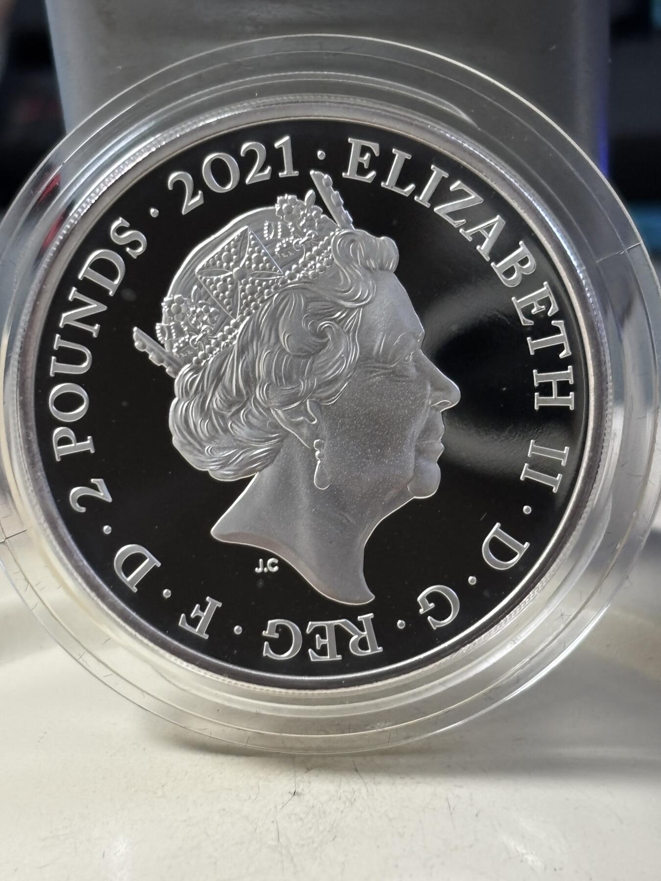 第190期拍卖 英国2021年节日礼物彼得兔1盎司精制纪念银币，1盎司，发行5000枚