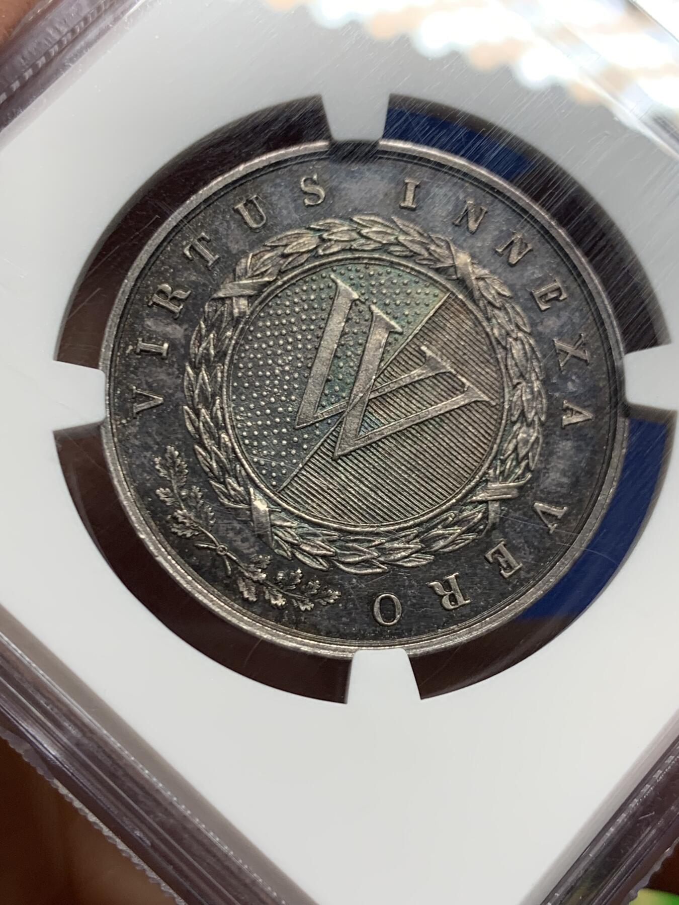 《竞宝斋》第463-465场 周日，周一，周二，3场连拍 （全场包邮）欢迎送拍 NGC MS62 瑞士 沃州学校银质奖章 莫里科费尔作品 早期经典品种