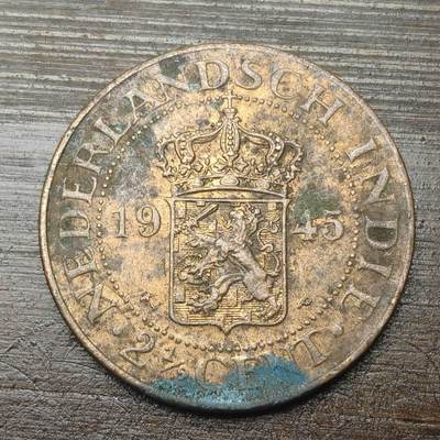 【铜匠收藏】★第143★散币专场 不寄存，30包邮。不满30元，支付5元运费。《接受代拍 代送NGC评级》 - 77【无寄存】荷属东印度 1945年 2.5分