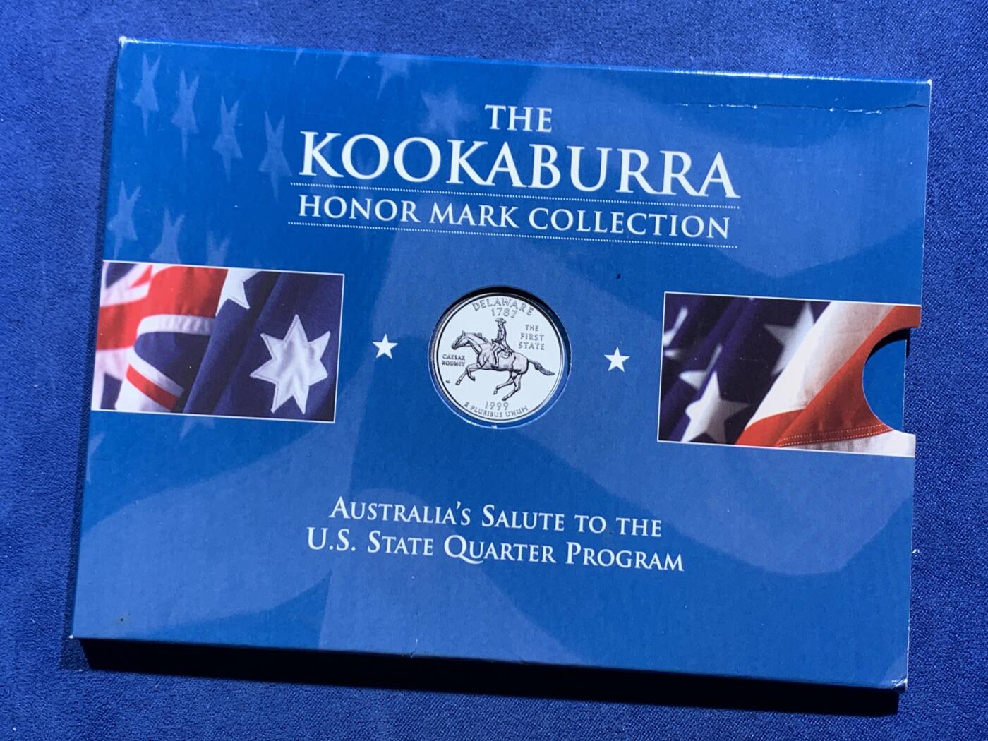 《竞宝斋》第463-465场 周日，周一，周二，3场连拍 （全场包邮）欢迎送拍 澳大利亚1999年1元和美国25美分银币套 笑翠鸟带特拉华州标记 1盎司999银 发行量1万 卡装