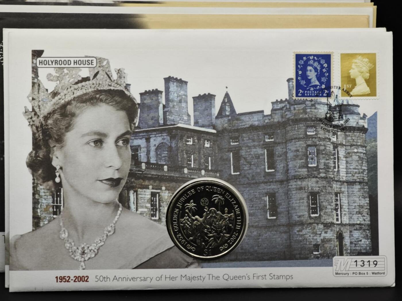 【淘币小摊】限时拍第八百六十二拍  克朗币邮币封场  满百包邮可预留两周  周一统一发货  英属维尔京2002年女王登基金禧1元纪念币邮币封