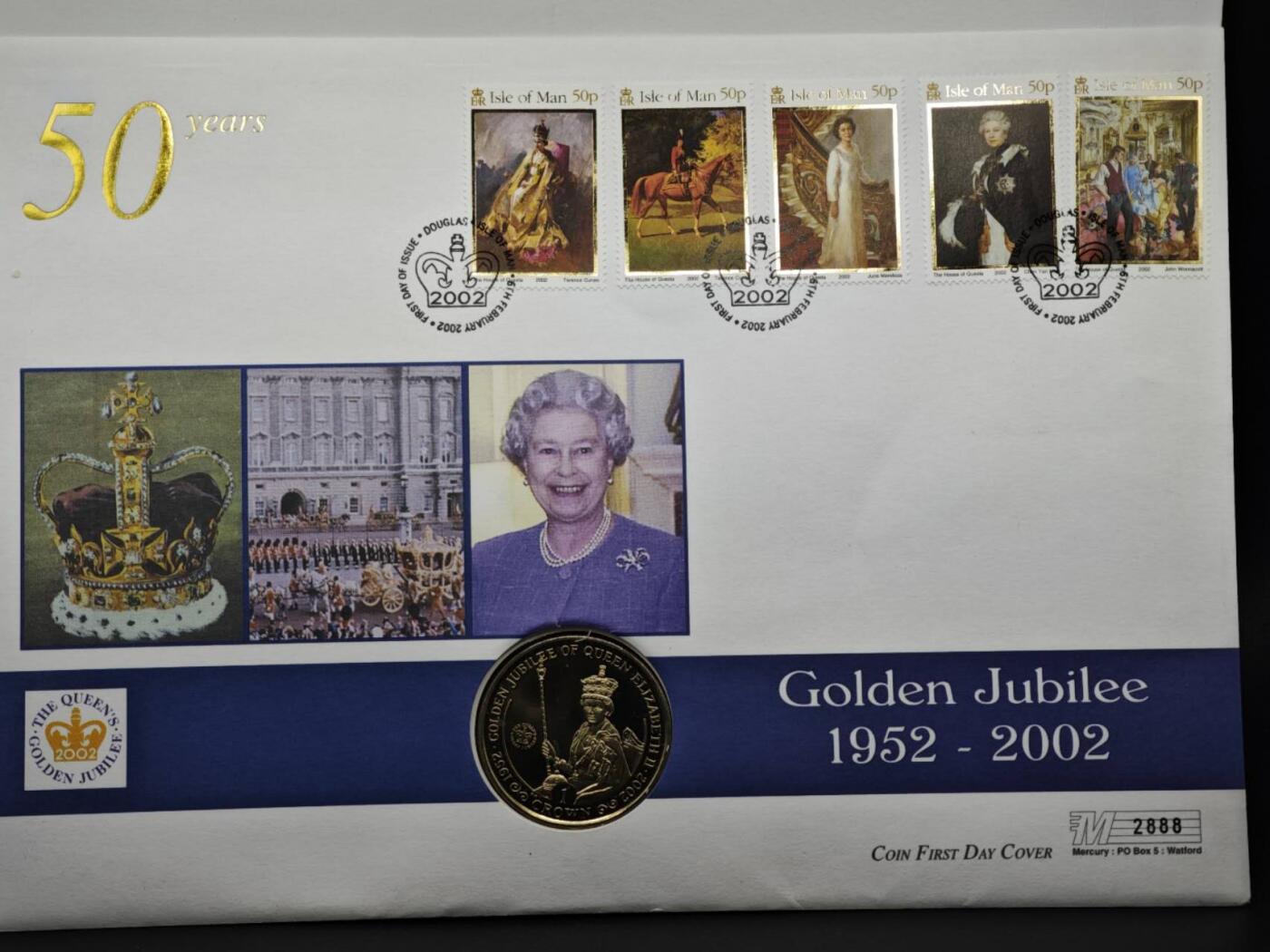 【淘币小摊】限时拍第八百六十二拍  克朗币邮币封场  满百包邮可预留两周  周一统一发货  马恩岛2002年女王登基金禧克朗纪念币邮币封