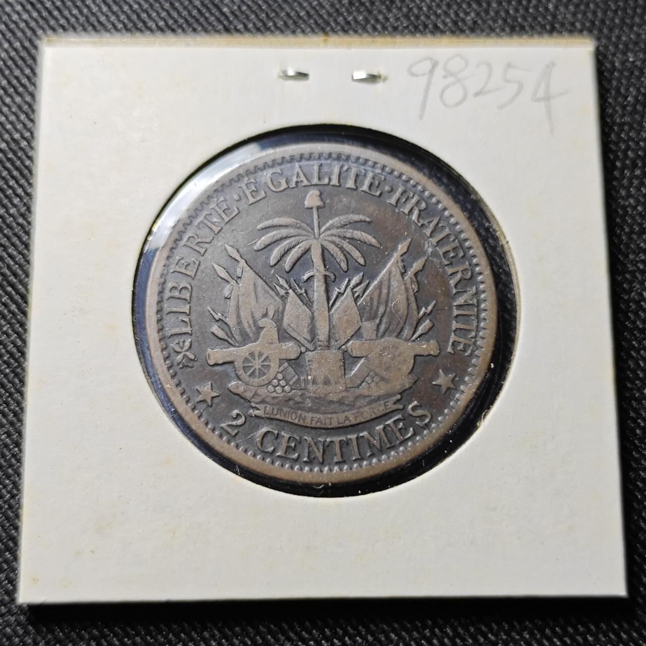 KK钱币收藏小铺  第398期 百期特拍（四拍之二） 2月预留时间 周末发货 1881海地2分铜币 