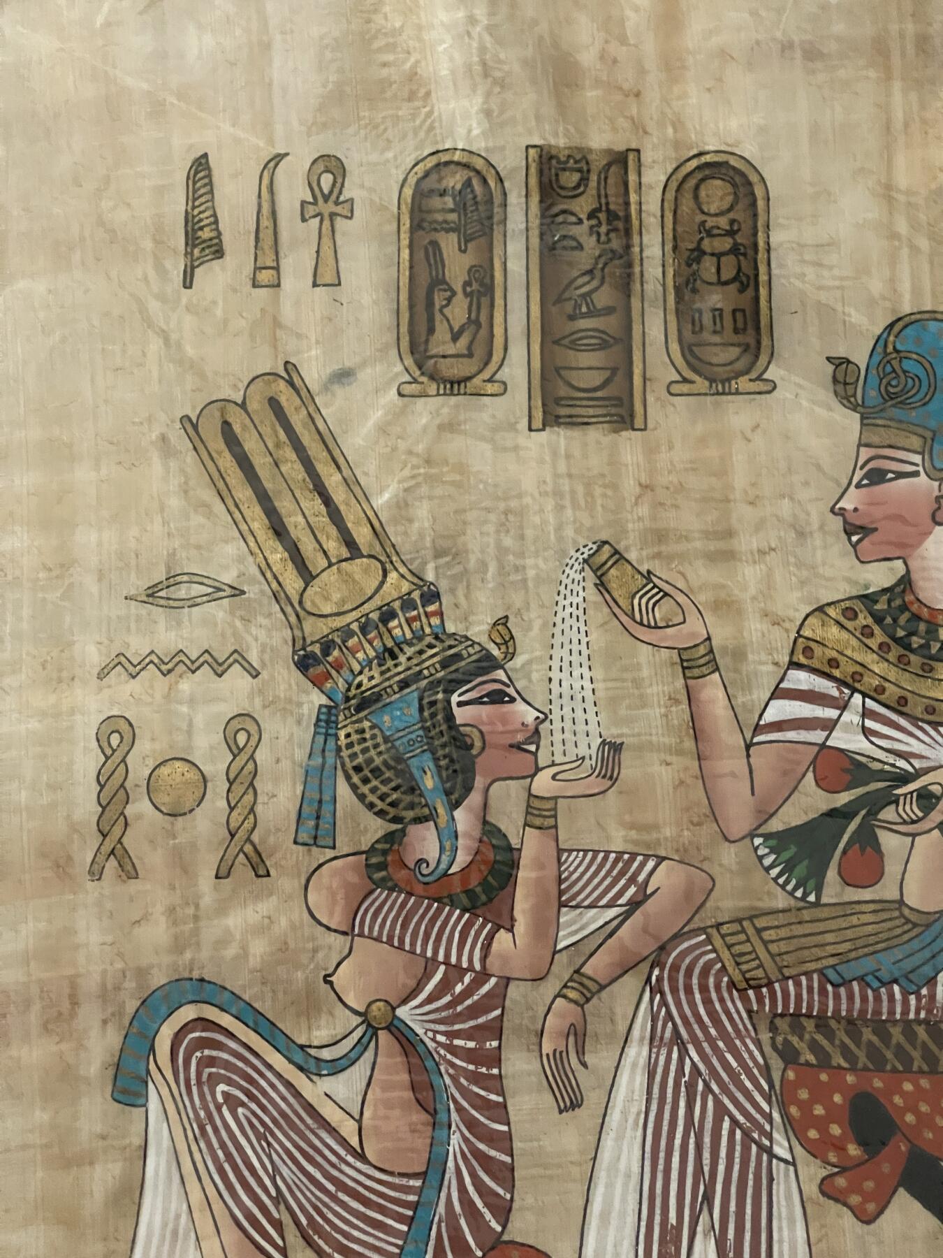 埃及产烟灰缸 收藏摆件纪念品 草纸画工艺品一套出（可交换朝鲜苏联章）