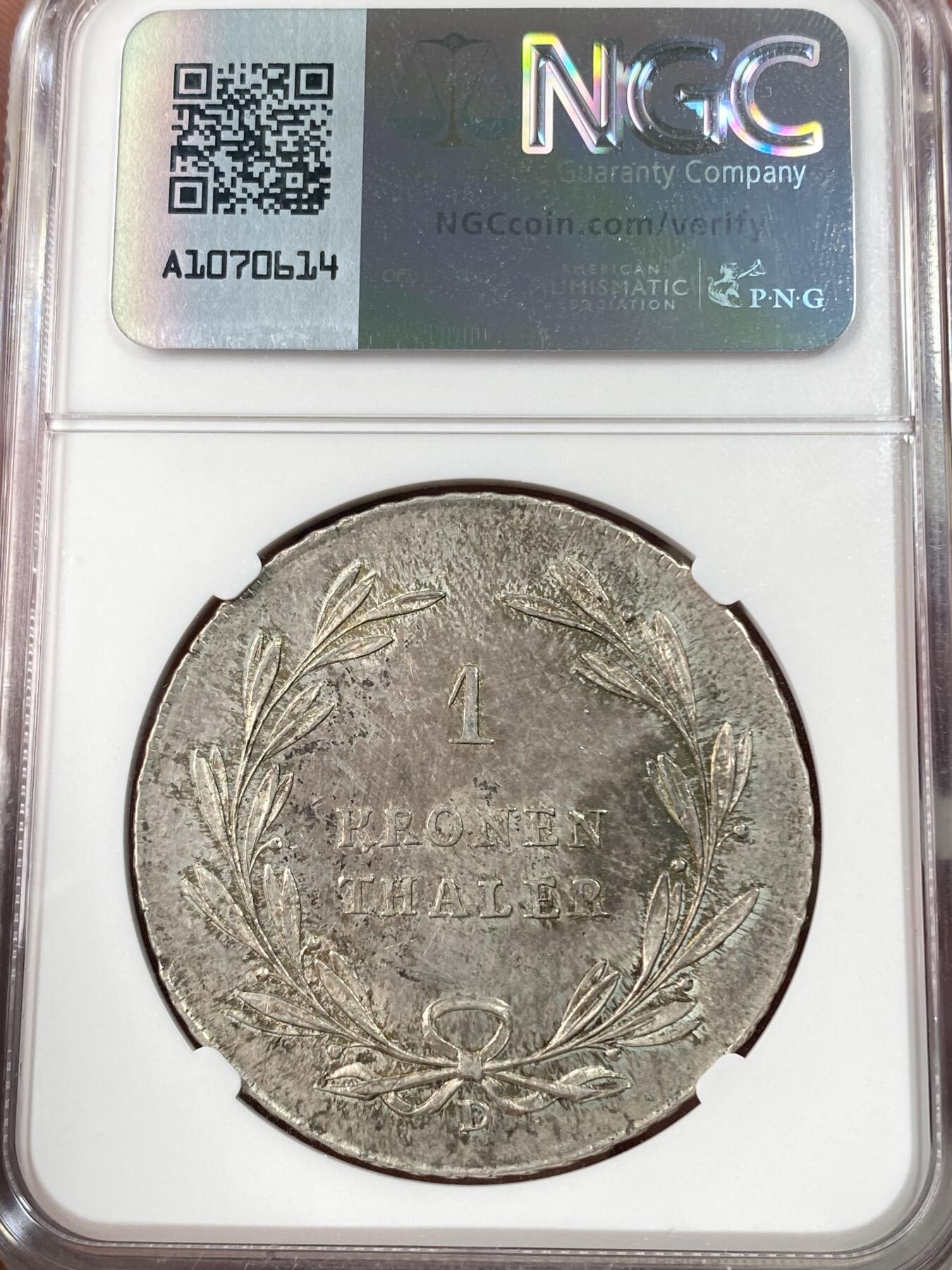 万国钱币拍卖第060期（万国六十期纪念大拍） NGC MS63 1817年德国巴登-杜拉赫大公国卡尔·路德维希·弗里德里希皇冠大泰勒 NGC唯一冠军分 第二名55分 断崖式领先型神品 原味德国倒影老包浆 顶级收藏品质