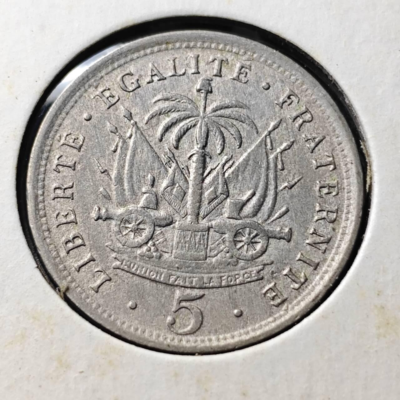 KK钱币收藏小铺  第398期 百期特拍（四拍之二） 2月预留时间 周末发货  1905海地5分镍币