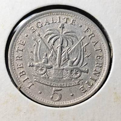 KK钱币收藏小铺  第398期 百期特拍（四拍之二） 2月预留时间 周末发货 -  1905海地5分镍币