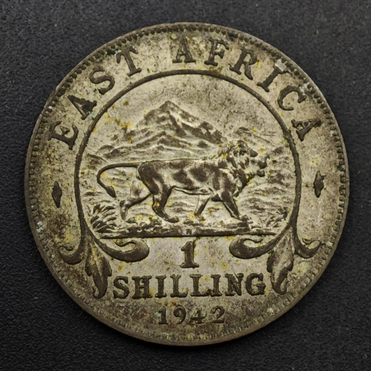 【淘币小摊】实时拍第八百六十一拍   银币套币场   满百包邮可预留二周 每周一统一发货   英属东非1942年乔治六世一先令银币