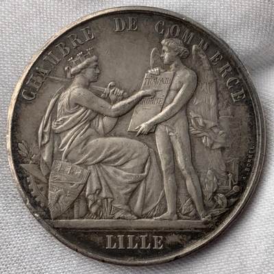 掌中浮雕-藏着的欧洲第052场 - 法国里尔商会银章 ，36.97mm，21.87g