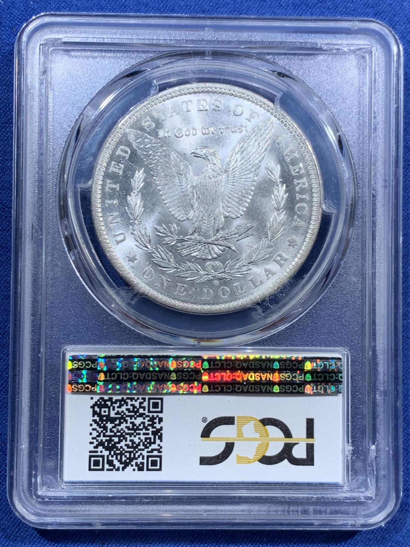 《竞宝斋》第463-465场 周日，周一，周二，3场连拍 （全场包邮）欢迎送拍 PCGS MS65+ 美国1884-O摩根银币 背面支撑有磕