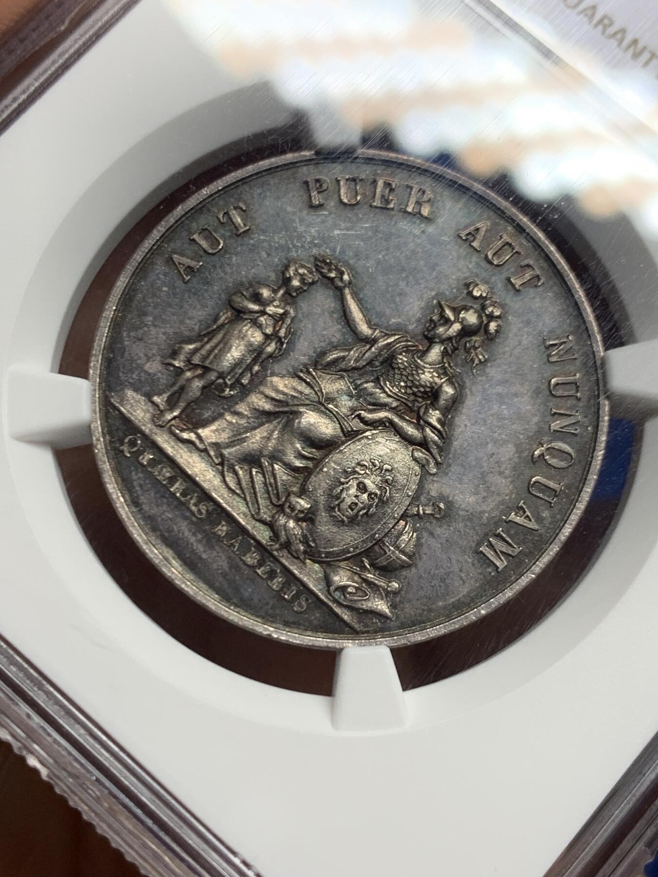 《竞宝斋》第463-465场 周日，周一，周二，3场连拍 （全场包邮）欢迎送拍 NGC MS62 瑞士 沃州学校银质奖章 莫里科费尔作品 早期经典品种