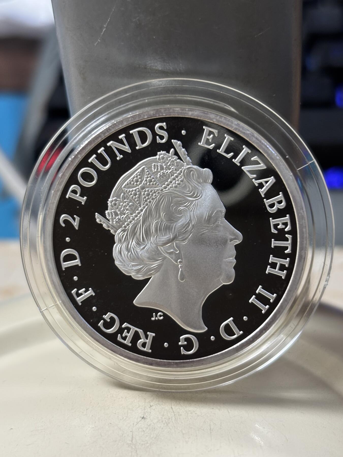 第190期拍卖 英国2023年都铎王朝神兽博福特耶鲁山羊1盎司银币，999银，发行5000枚