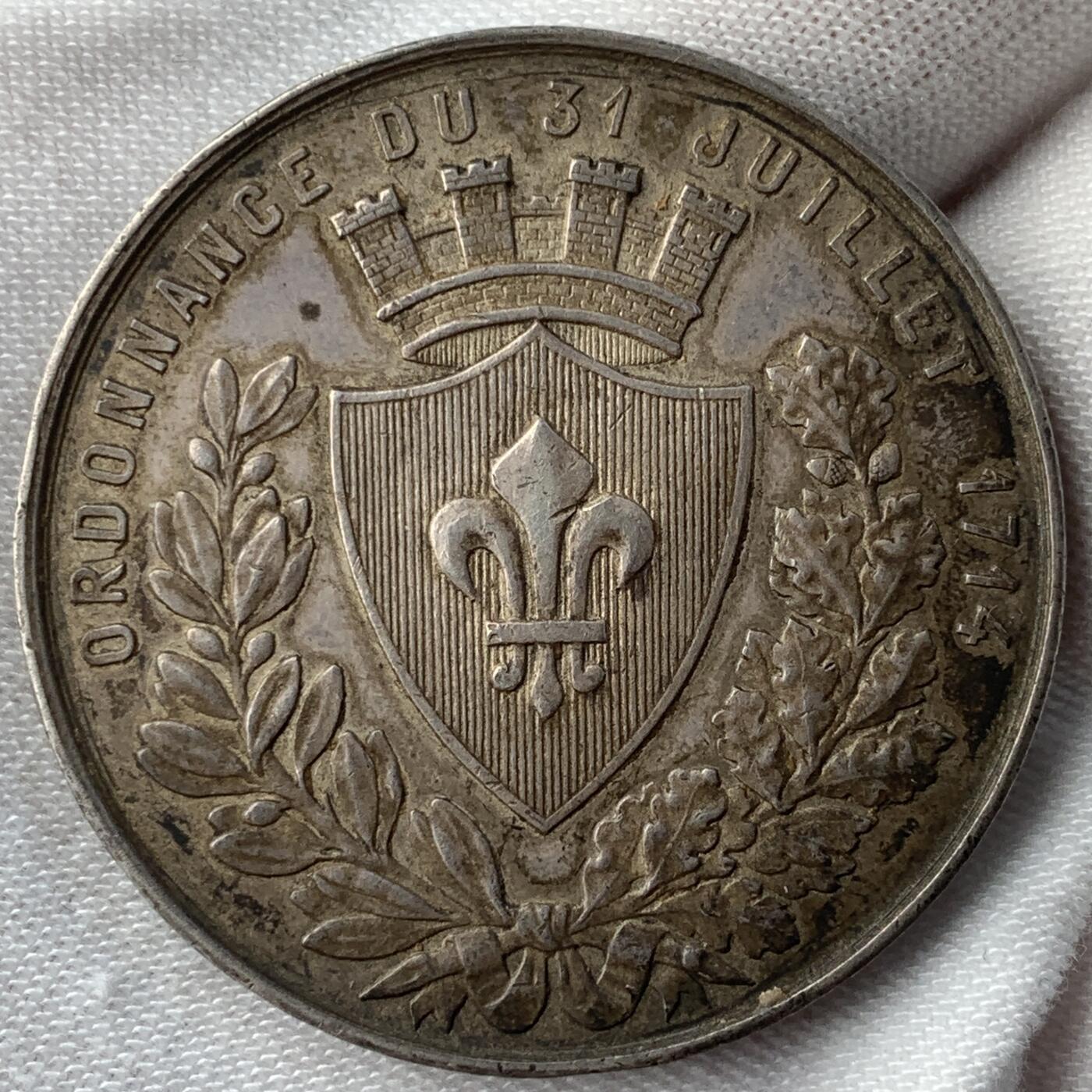 掌中浮雕-藏着的欧洲第052场 法国里尔商会银章，36.8mm，22.75g