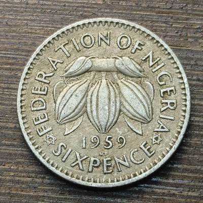 【铜匠收藏】★第144★散币专场 不寄存，30包邮。不满30元，支付5元运费。《接受代拍 代送NGC评级》 - 31【无寄存】英属尼日利亚 1959年 6便士