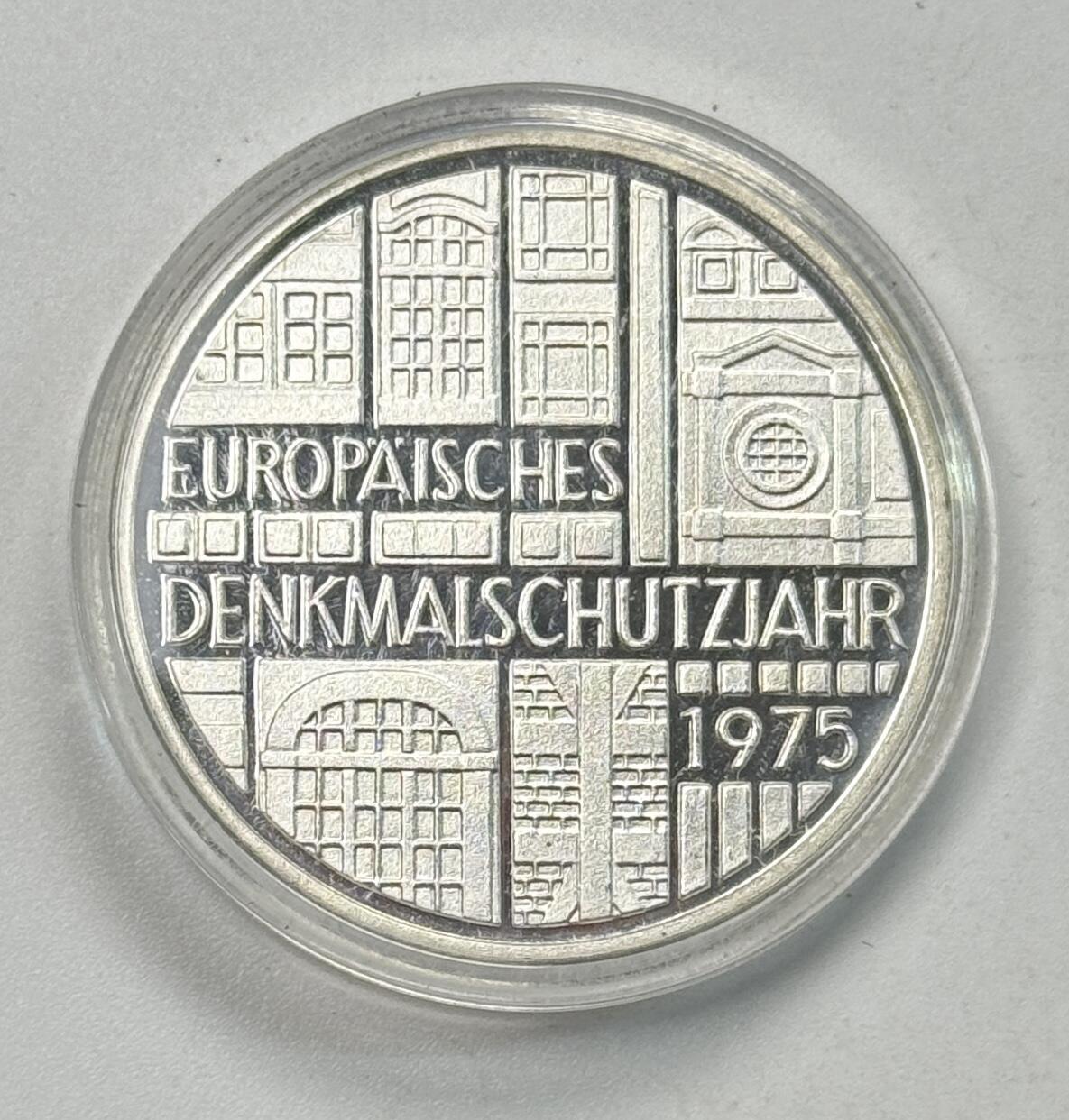 S&S Numismatic世界钱币-拍卖 第120期  德国1975年 欧洲历史古迹保护年 5马克精制纪念银币 11.2克625银