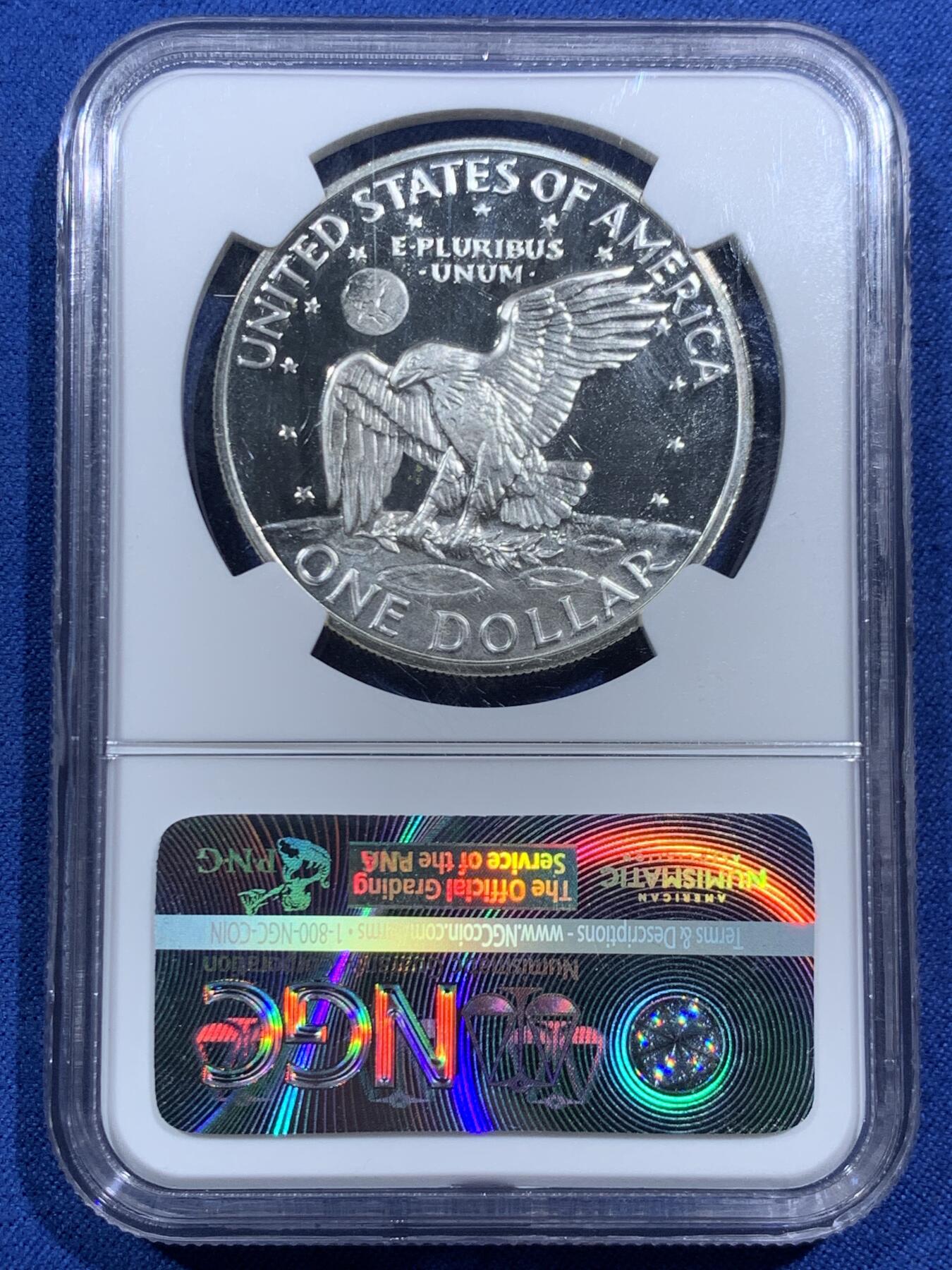 《竞宝斋》第463-465场 周日，周一，周二，3场连拍 （全场包邮）欢迎送拍 NGC GEM PROOF 美国 1972年 艾森豪威尔银币 精制镜面与霜面对比极佳