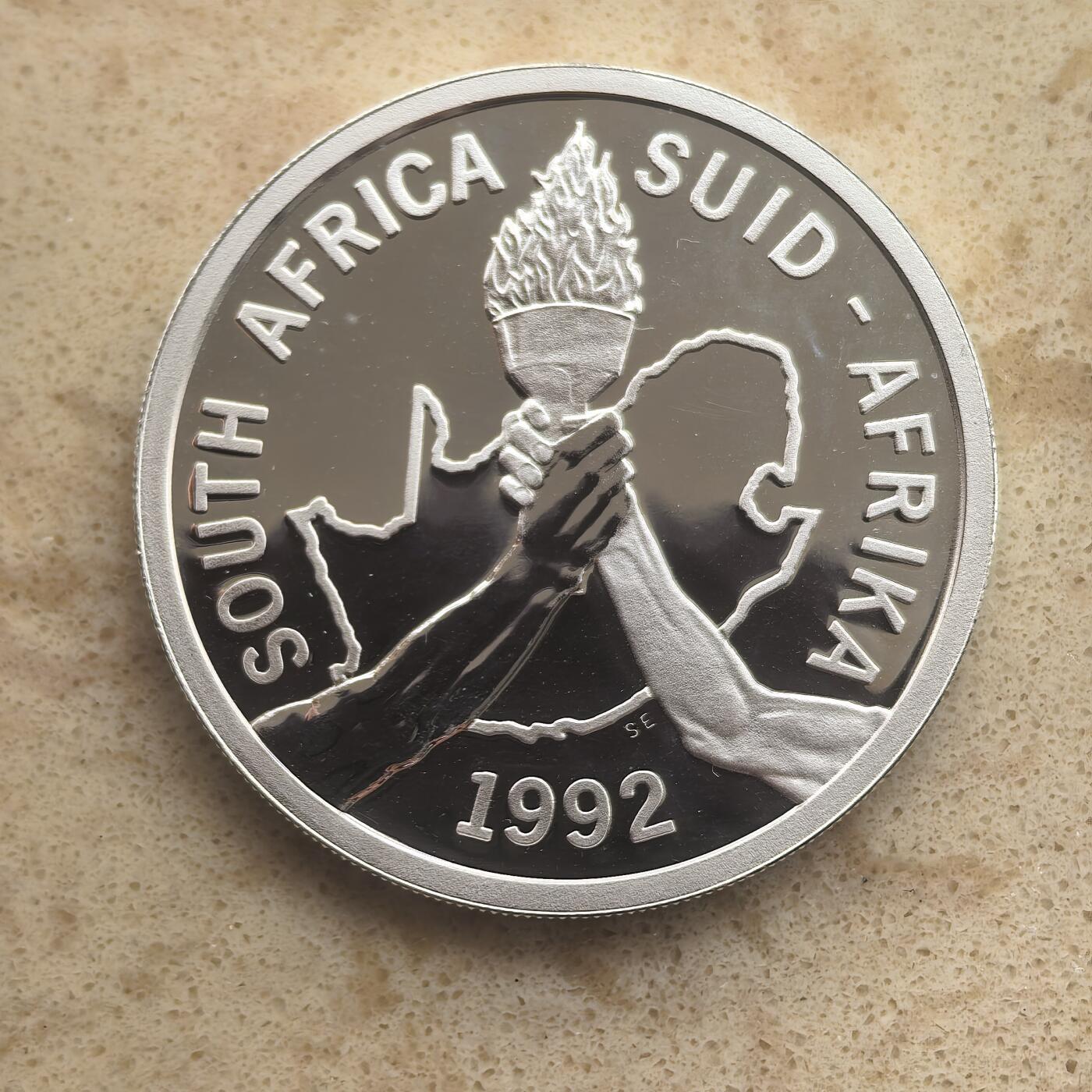 道一币馆币章第一百六十五场 南非1992年巴塞罗那奥运会2兰特精制银币  28.28g 925s