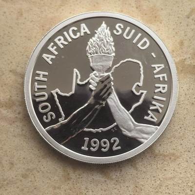 道一币馆币章第一百六十五场 - 南非1992年巴塞罗那奥运会2兰特精制银币  28.28g 925s
