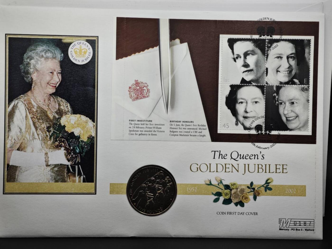 【淘币小摊】限时拍第八百六十二拍  克朗币邮币封场  满百包邮可预留两周  周一统一发货  泽西2002年女王登基金禧5镑纪念币邮币封