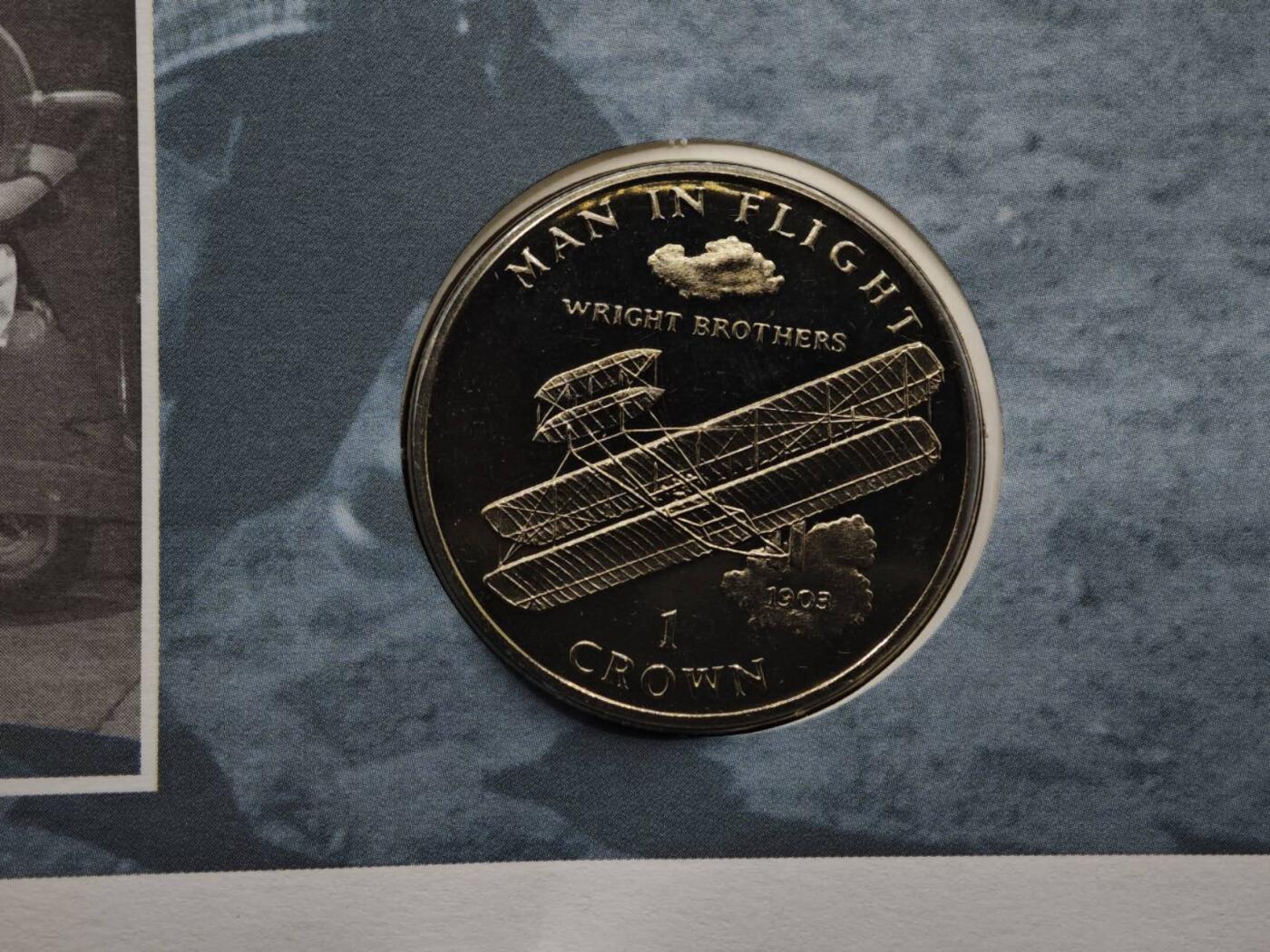 【淘币小摊】限时拍第八百六十二拍  克朗币邮币封场  满百包邮可预留两周  周一统一发货  马恩岛1995年人类飞行克朗纪念币邮币封