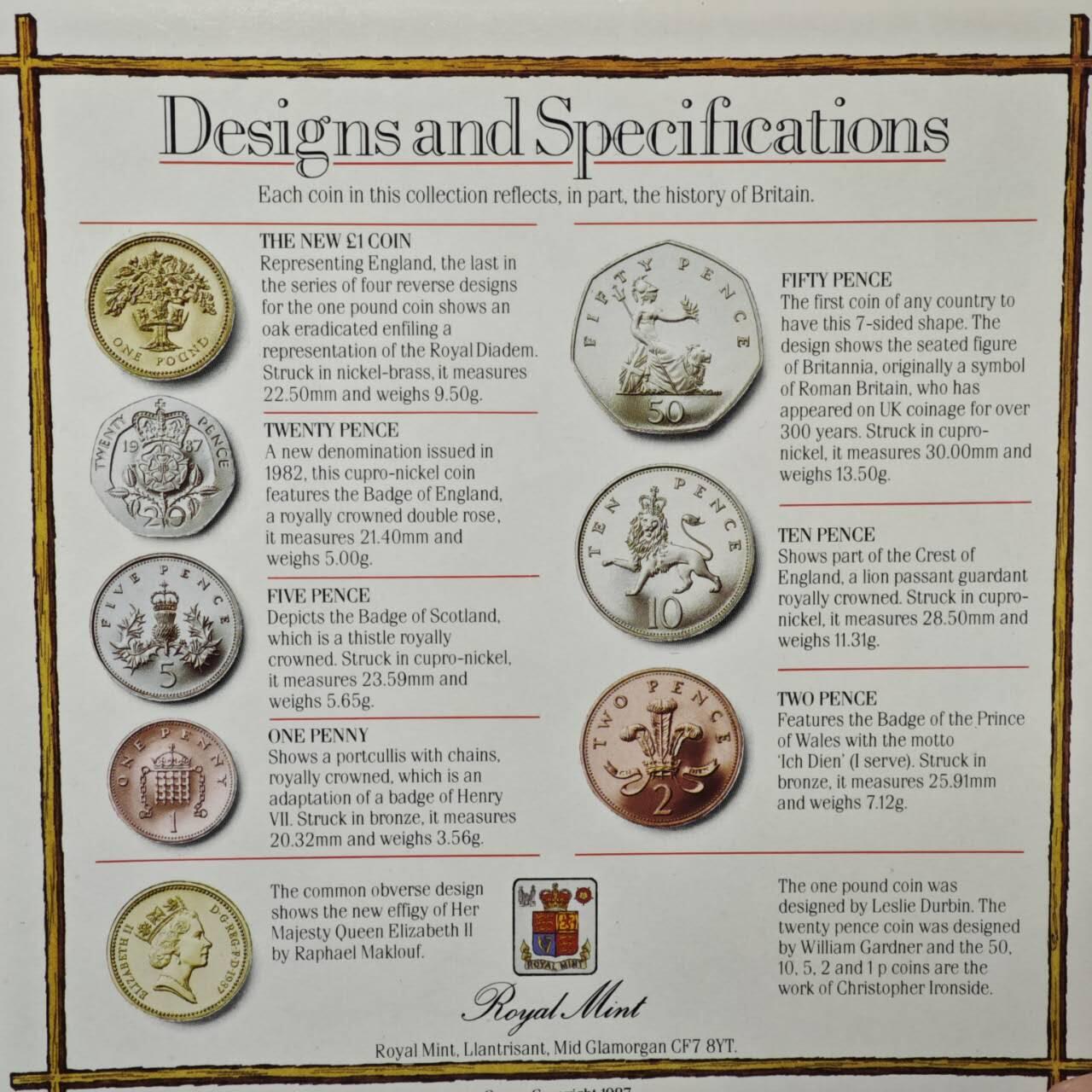 【淘币小摊】实时拍第八百六十一拍   银币套币场   满百包邮可预留二周 每周一统一发货   英国1987年套币