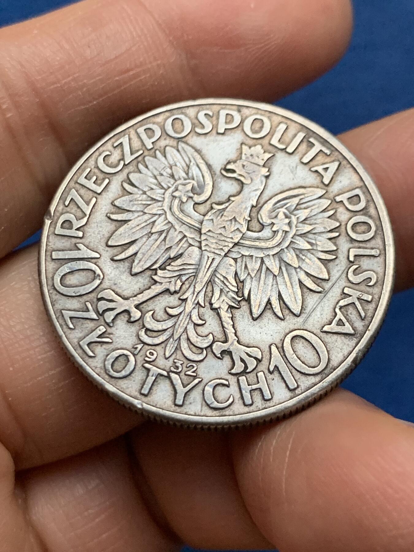 《竞宝斋》第463-465场 周日，周一，周二，3场连拍 （全场包邮）欢迎送拍 波兰 1932年 谷物女神 10兹罗提 银币 重21.8g