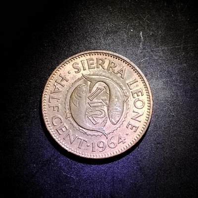 塞拉利昂 1964年 1/2分 双鱼青铜币 20.3mm 8516 - 塞拉利昂 1964年 1/2分 双鱼青铜币 20.3mm 8516