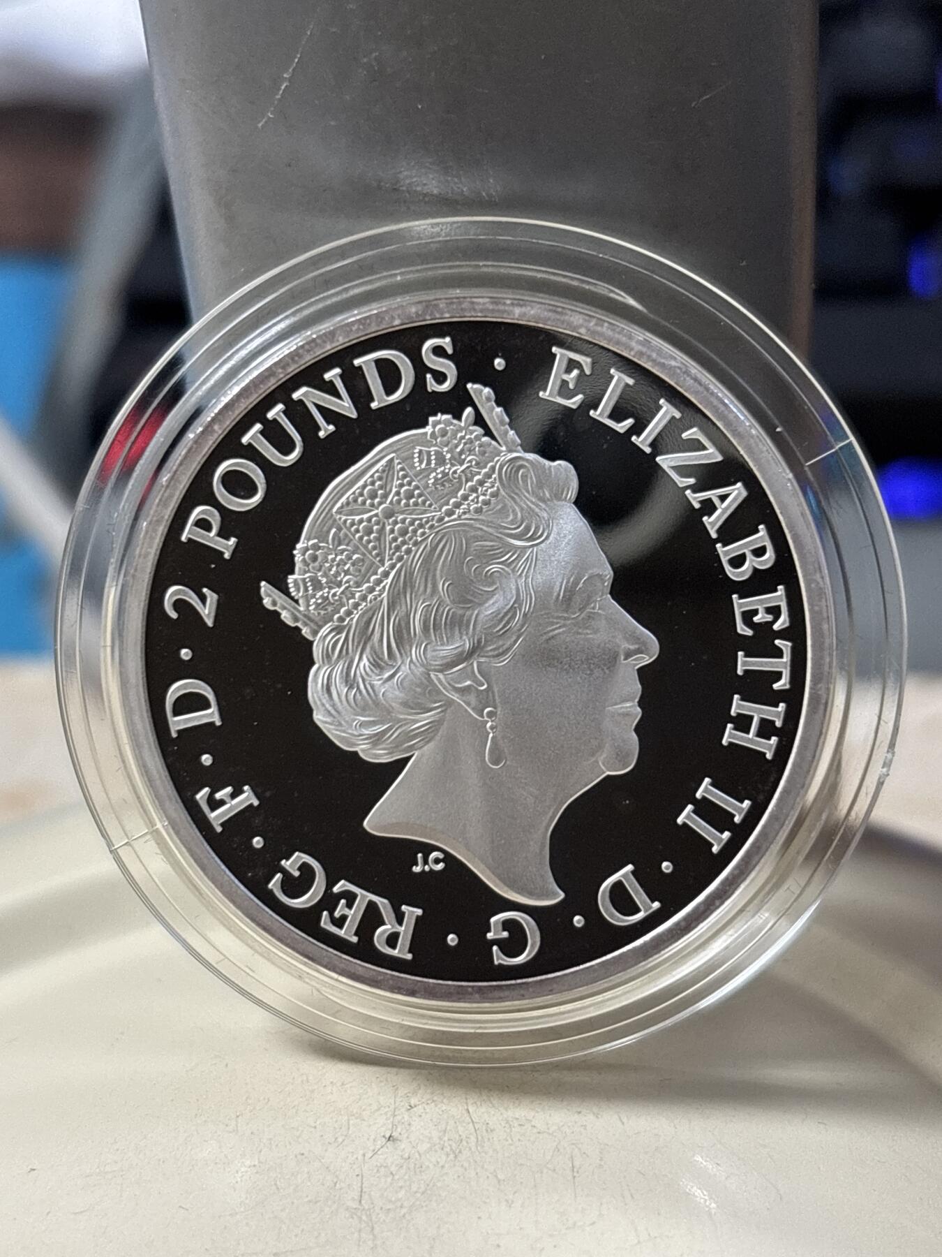 第190期拍卖 英国2023年都铎王朝神兽博福特耶鲁山羊1盎司银币，999银，发行5000枚