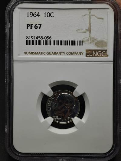 【淘币小摊】实时拍第八百六十一拍   银币套币场   满百包邮可预留二周 每周一统一发货   - 美国1967年罗斯福10分精制银币 NGC PF67