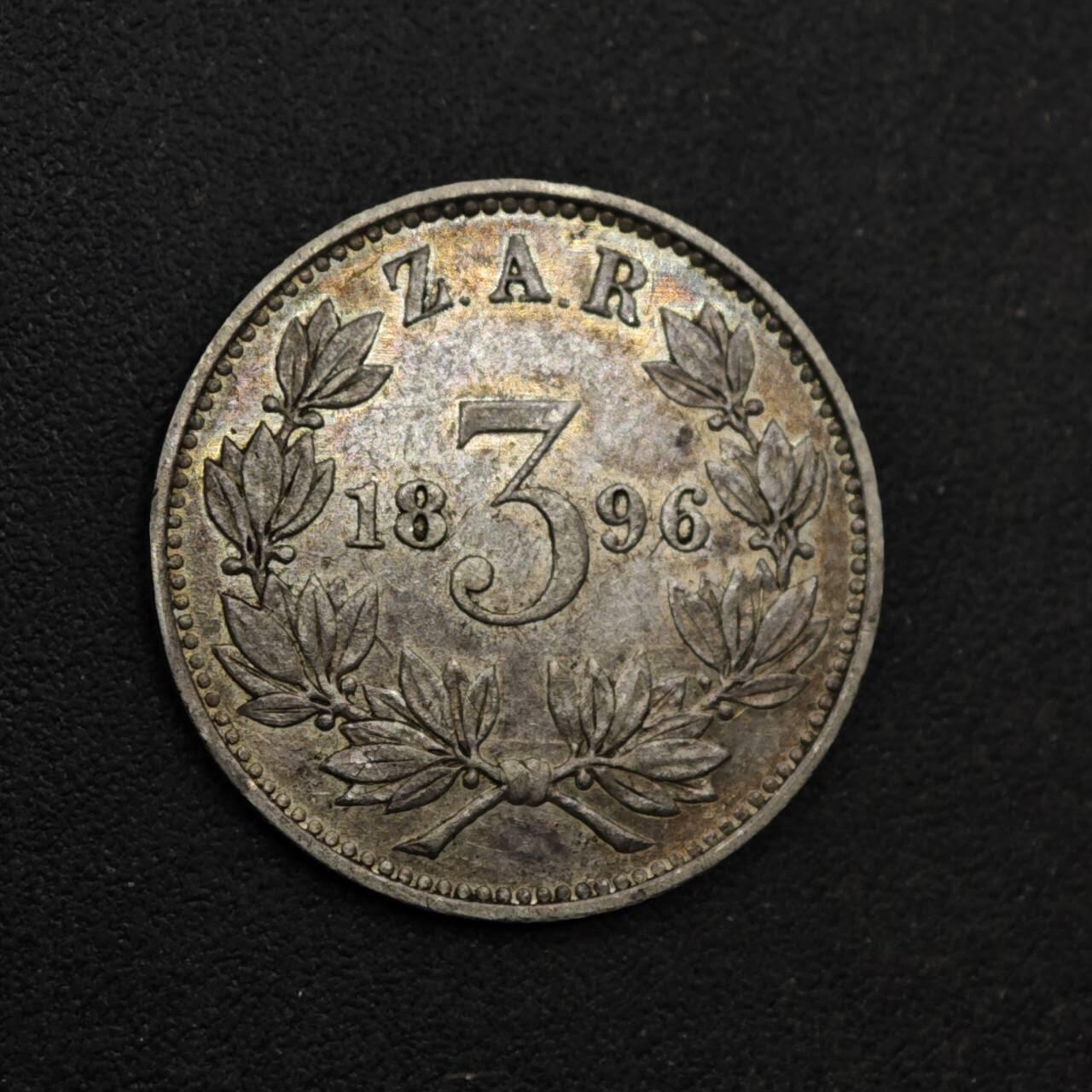 【淘币小摊】实时拍第八百六十一拍   银币套币场   满百包邮可预留二周 每周一统一发货   南非德兰士瓦1896年3便士银币