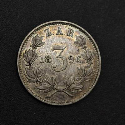 【淘币小摊】实时拍第八百六十一拍   银币套币场   满百包邮可预留二周 每周一统一发货   - 南非德兰士瓦1896年3便士银币