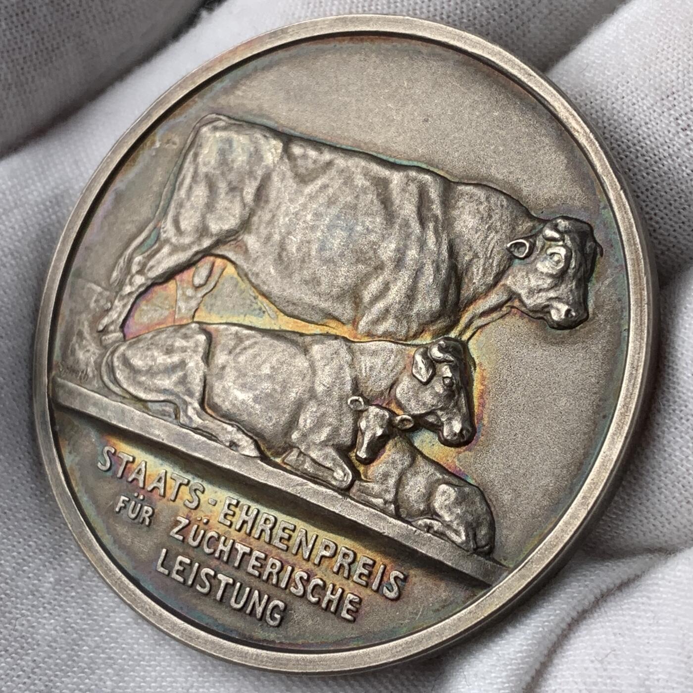 掌中浮雕-藏着的欧洲第052场 德国普鲁士农业银章，50.5mm，60g