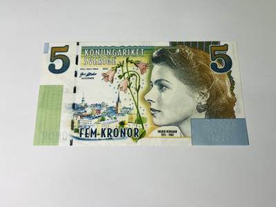 【礼羽收藏】🌏世界钱币拍卖第123期 - 【22E0045】2004年瑞典5克朗 纪念女影星英格兰.褒曼测试钞；