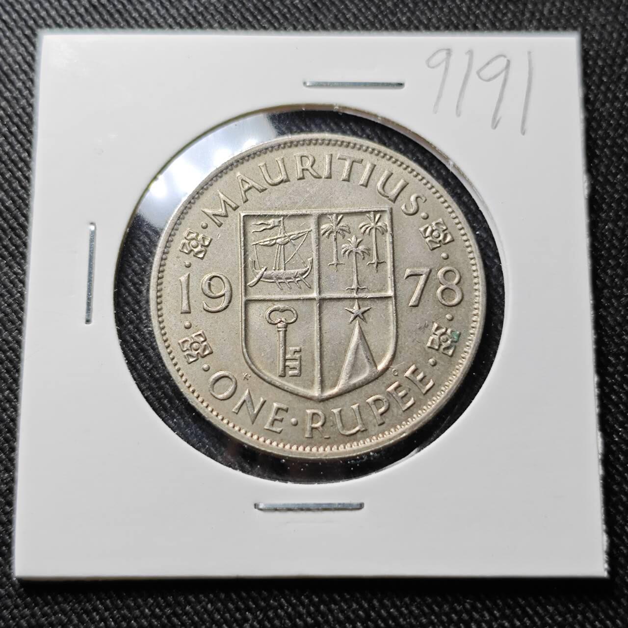 KK钱币收藏小铺  第391期  2月预留时间 周末发货  1978英属毛里求斯1卢比