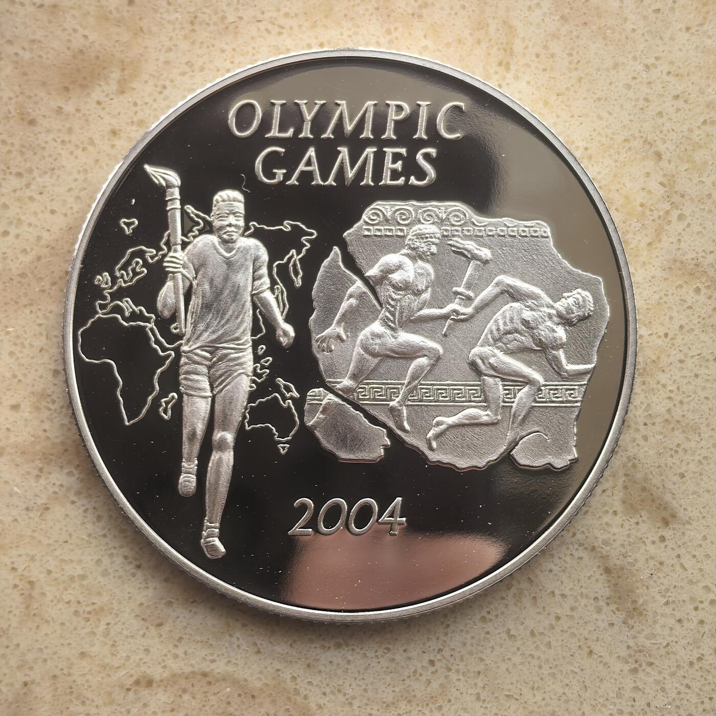 道一币馆币章第一百六十五场 加纳2003年雅典奥运会500西卡精制银币 25G 925S