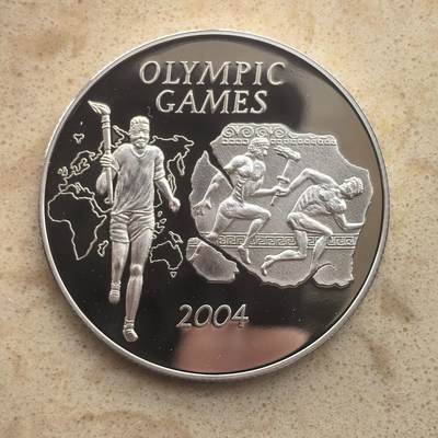 道一币馆币章第一百六十五场 - 加纳2003年雅典奥运会500西卡精制银币 25G 925S
