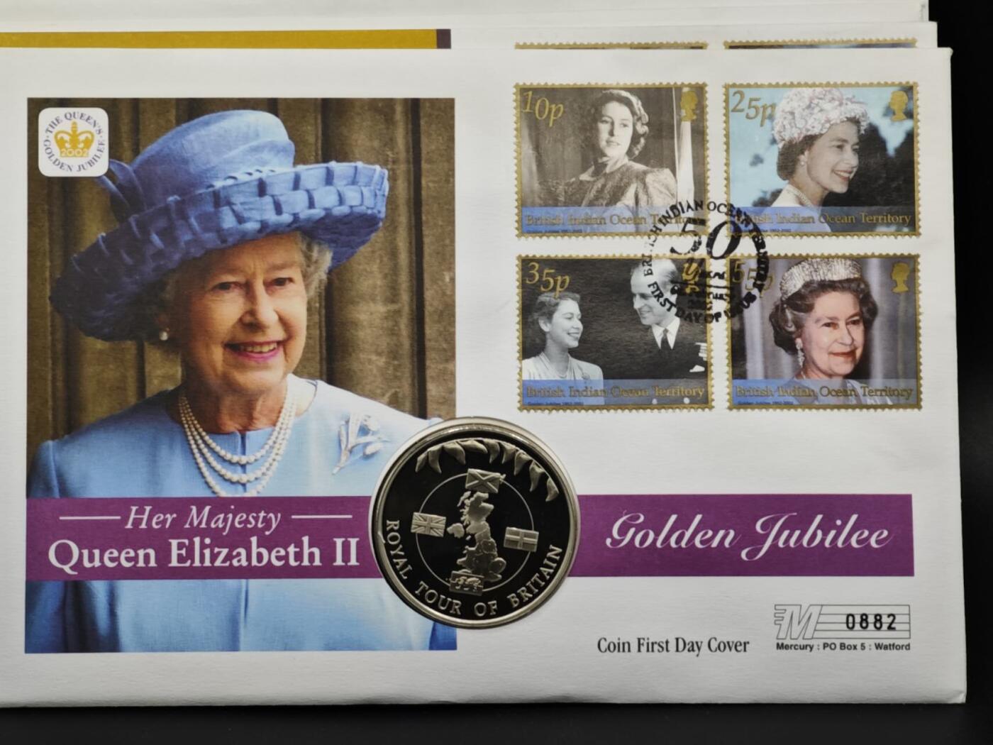 【淘币小摊】限时拍第八百六十二拍  克朗币邮币封场  满百包邮可预留两周  周一统一发货  福克兰群岛2002年女王登基金禧50便士纪念币邮币封