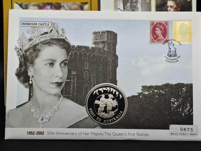 【淘币小摊】限时拍第八百六十二拍  克朗币邮币封场  满百包邮可预留两周  周一统一发货  - 福克兰群岛2002年女王登基金禧50便士纪念币邮币封