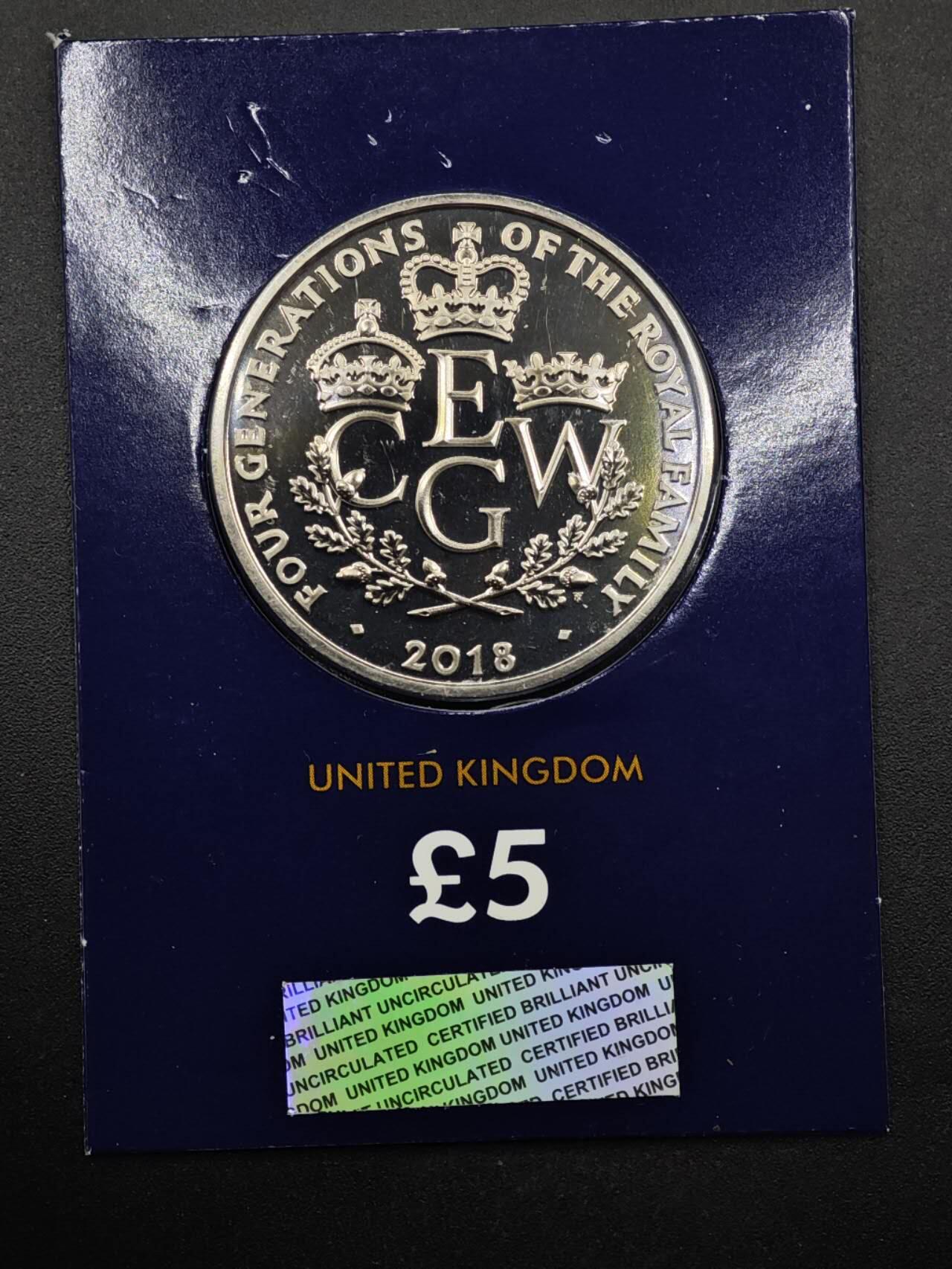 【淘币小摊】限时拍第八百六十二拍  克朗币邮币封场  满百包邮可预留两周  周一统一发货  英国2018年温莎王朝5镑纪念币