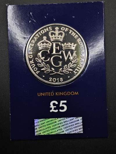 【淘币小摊】限时拍第八百六十二拍  克朗币邮币封场  满百包邮可预留两周  周一统一发货  - 英国2018年温莎王朝5镑纪念币