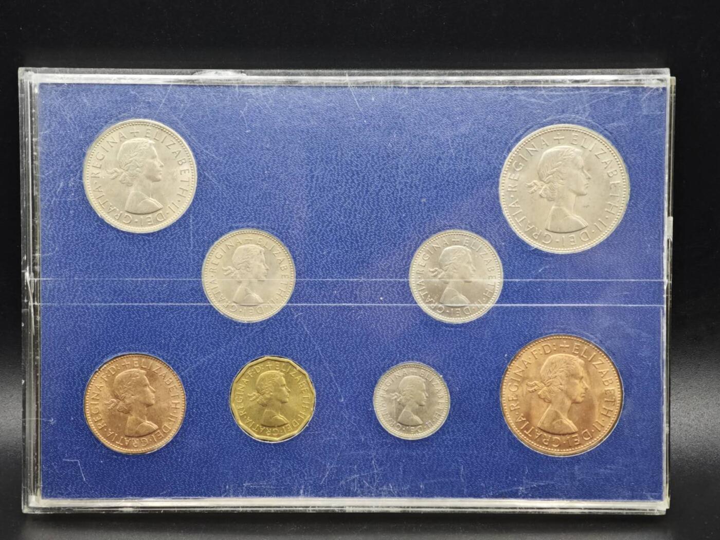 【淘币小摊】实时拍第八百六十一拍   银币套币场   满百包邮可预留二周 每周一统一发货   英国1963年伊丽莎白二世旧币制套币